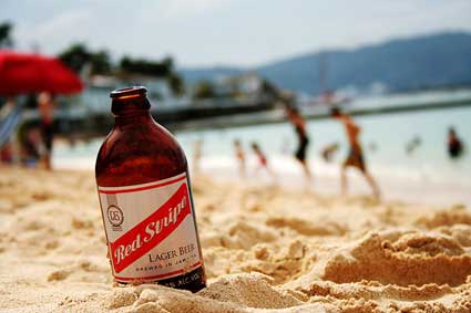 Red Stripe in Sand